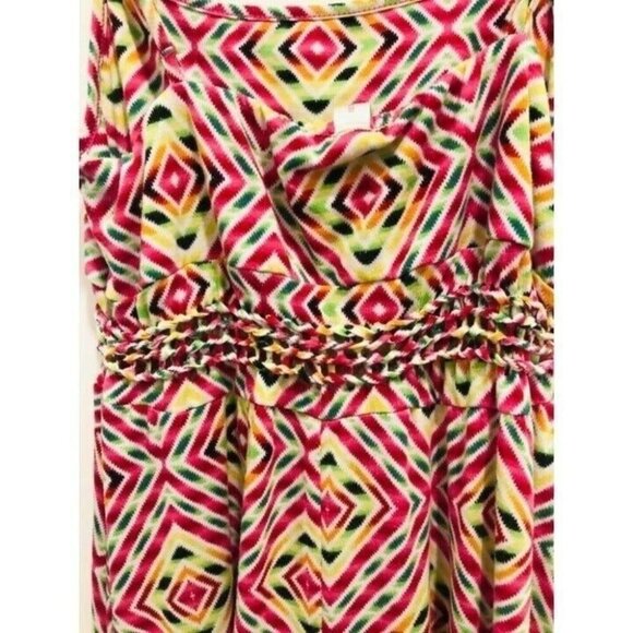 Colorful Geometric Print High-Low Summer Dress With Spaghetti Straps - Picture 3 of 4